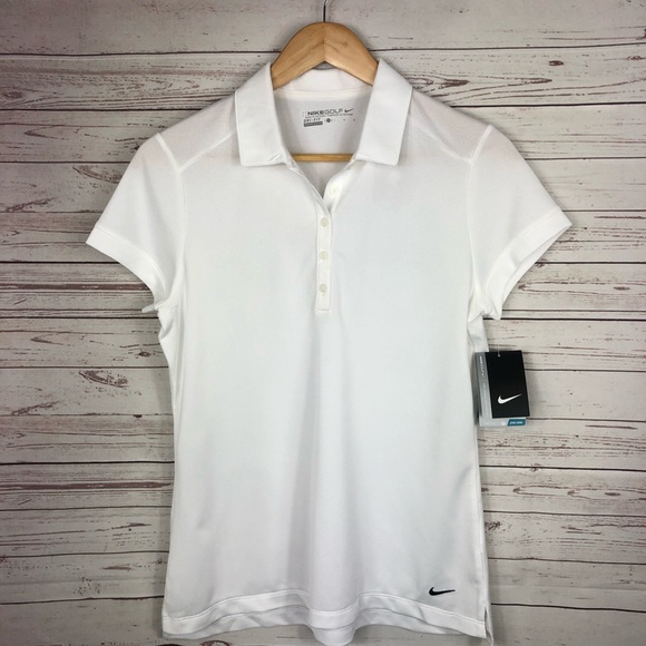 white nike golf polo shirt
